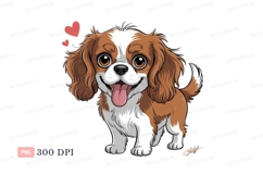 Happy brown white dog with hearts canine puppy Product Image 1