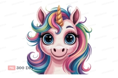 Pink unicorn with rainbow mane and golden horn image Product Image 1