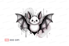 Cute white bat with wings spread image Product Image 1