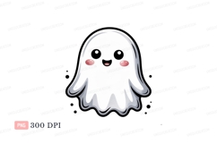 Cute happy white ghost with pink cheeks image Product Image 1