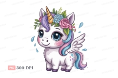 Cute winged unicorn with floral crown image Product Image 1
