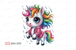Cute unicorn wearing jacket rainbow fantasy Product Image 1