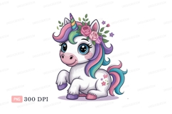 Cute unicorn with floral crown fantasy mythical Product Image 1
