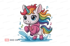 Cute unicorn splashing water rainbow music Product Image 1