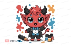 Cute red devil artist painting Product Image 1