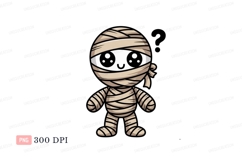 Cute mummy with question mark halloween cartoon Product Image 1