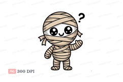 Cute mummy waving hello cartoon halloween Product Image 1