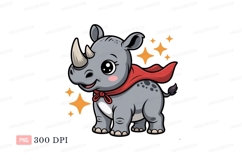 Cute rhino superhero with red cape image Product Image 1