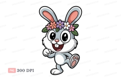 Cheerful bunny wearing flower crown rabbit cartoon Product Image 1