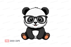 Cute panda wearing glasses bear black Product Image 1