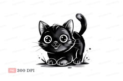 Black cat sitting cute whiskers Product Image 1