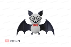 White bat with glasses and red bowtie black Product Image 1