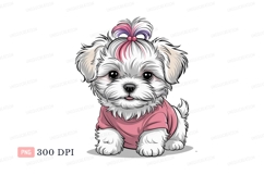 Fluffy white puppy pink shirt image Product Image 1