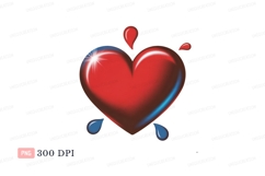 Red heart with blue and red droplets love Product Image 1