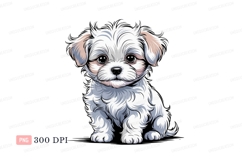 Fluffy white puppy with big eyes cute Product Image 1