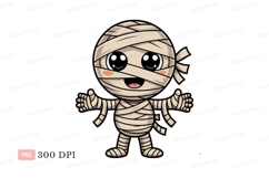 Cute mummy character with open arms halloween cartoon Product Image 1