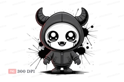Cute demon character with horns and hoodie image Product Image 1