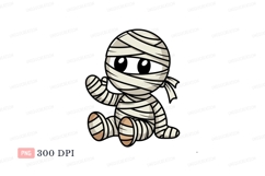 Cute mummy waving hello halloween cartoon Product Image 1