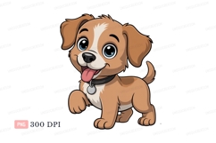 Happy brown puppy with blue eyes white Product Image 1
