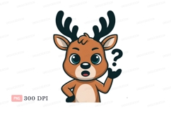 Curious cartoon reindeer with question mark image Product Image 1
