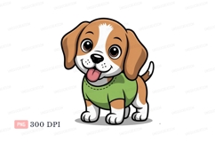 Cute puppy wearing green shirt canine animal Product Image 1