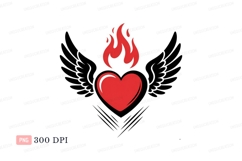 Red heart with flames fire love Product Image 1