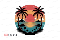 Tropical sunset ocean island palms image Product Image 1