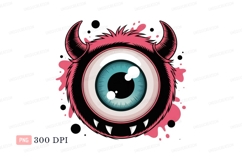 Pink fuzzy monster eye blue Product Image 1