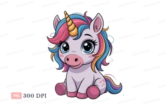 Cute unicorn with colorful mane fantasy magical Product Image 1
