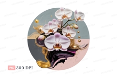 White orchids abstract gold splash pink purple Product Image 1