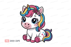 Cute unicorn with rainbow mane and flowers tail Product Image 1