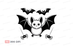 Fluffy white bat with big eyes cute cartoon Product Image 1