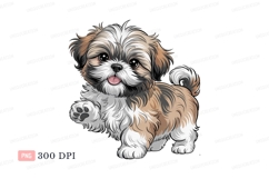 Fluffy Shih Tzu Puppy Waving Paw canine Product Image 1