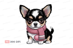 Cute chihuahua wearing pink scarf puppy animal Product Image 1
