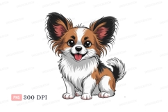 Fluffy papillon dog with big ears puppy canine Product Image 1