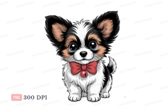 Fluffy puppy wearing red bow tie canine animal Product Image 1