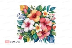 Tropical floral arrangement vibrant hibiscus plumeria Product Image 1