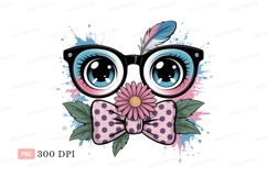Cute owl eyes with flower and bow tie glasses Product Image 1
