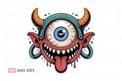 Crazy monster eye with horns and tongue image Product Image 1