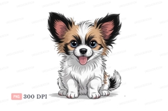 Fluffy papillon puppy blue eyes cute Product Image 1