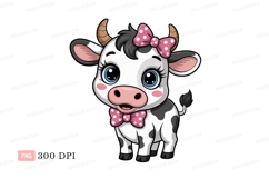 Cute spotted calf with pink bow image Product Image 1