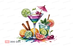 Colorful cocktails with fruits and spices drink lime Product Image 1