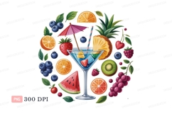 Tropical fruit drink with umbrella cocktail summer Product Image 1