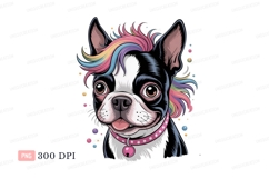 Boston Terrier with Rainbow Mane image Product Image 1