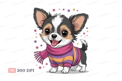 Cute chihuahua wearing sweater and scarf puppy animal Product Image 1