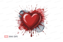 Red heart dripping paint splash Product Image 1