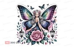 Ethereal fairy with butterfly wings and rose flower Product Image 1