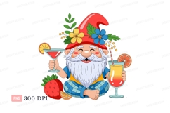 Happy gnome holding cocktails with fruit drink strawberry Product Image 1