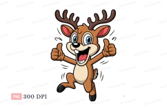 Happy cartoon deer giving thumbs up image Product Image 1