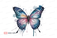 Watercolor butterfly colorful wings blue Product Image 1